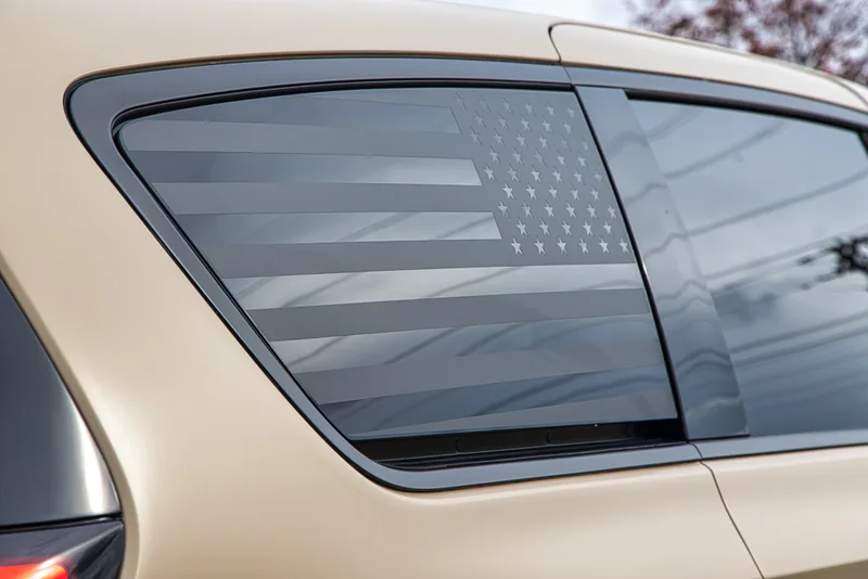The Dustoff American flag rear window graphic